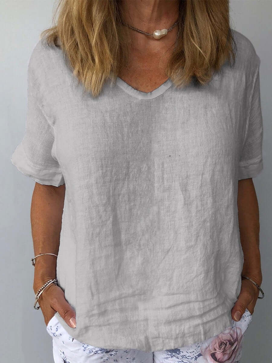 Mélanie | Tee-Shirt Femme | Col en V | Manches Courtes