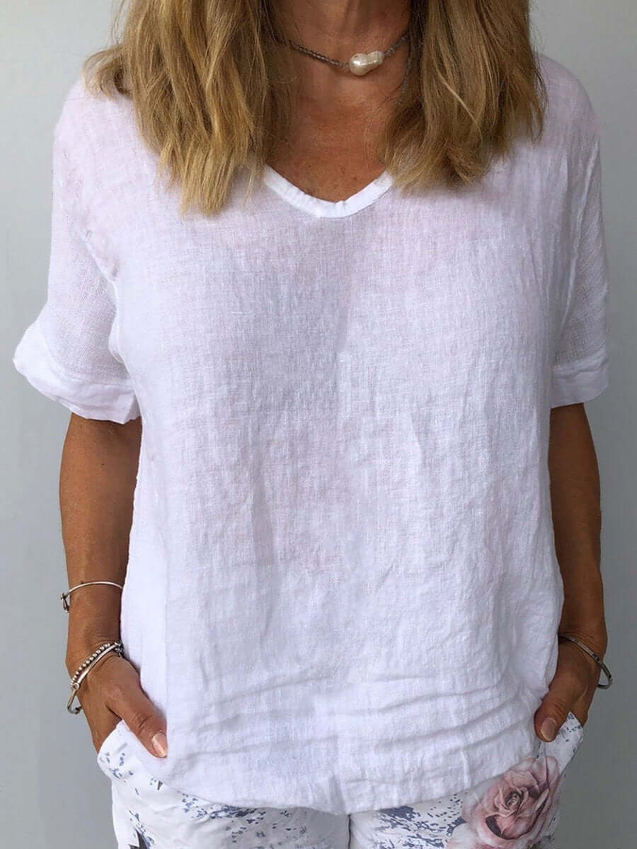 Mélanie | Tee-Shirt Femme | Col en V | Manches Courtes