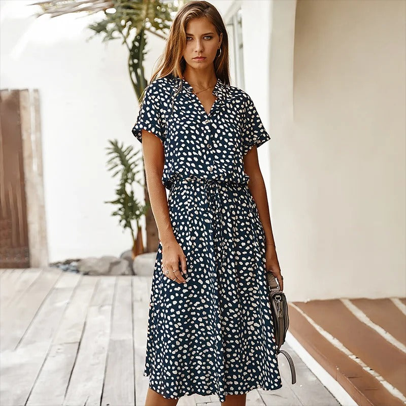 Annick | Robe D'été Chic À Fleurs Pour Femme | Midi