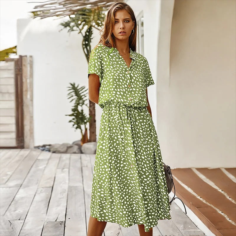 Annick | Robe D'été Chic À Fleurs Pour Femme | Midi