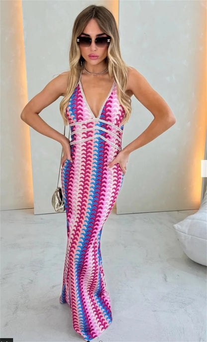 Lauricia | Robe De Plage Chic À Col V Pour Femmes | Maxi