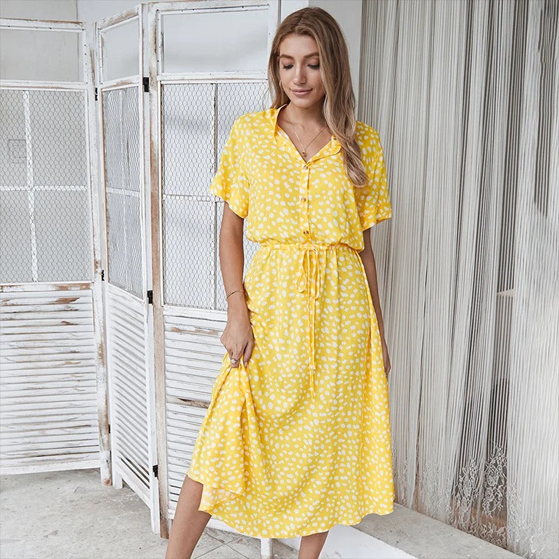 Annick | Robe D'été Chic À Fleurs Pour Femme | Midi