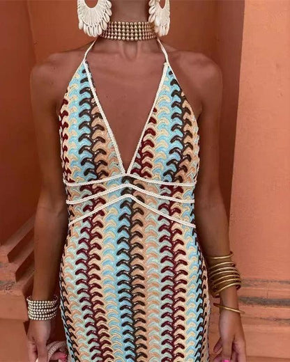 Lauricia | Robe De Plage Chic À Col V Pour Femmes | Maxi