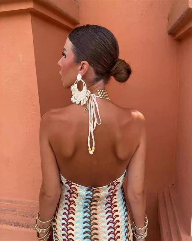 Lauricia | Robe De Plage Chic À Col V Pour Femmes | Maxi