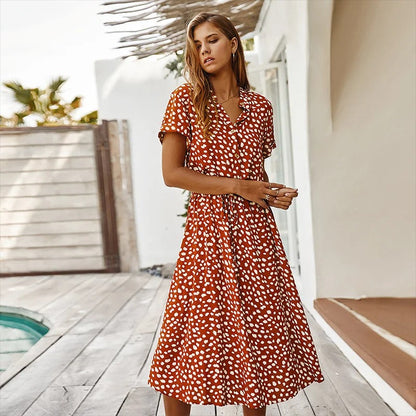 Annick | Robe D'été Chic À Fleurs Pour Femme | Midi