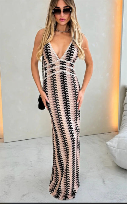Lauricia | Robe De Plage Chic À Col V Pour Femmes | Maxi