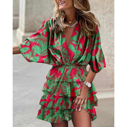 Bertina | Robe Femme Été | Manches Courtes | Col V