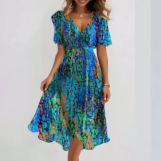 Norine | Robe Midi Florale | Manches Courtes
