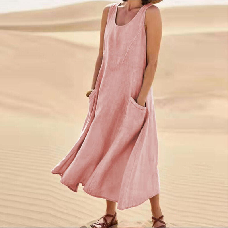 Aliette | Robe Trapèze Sans Manches | Poches