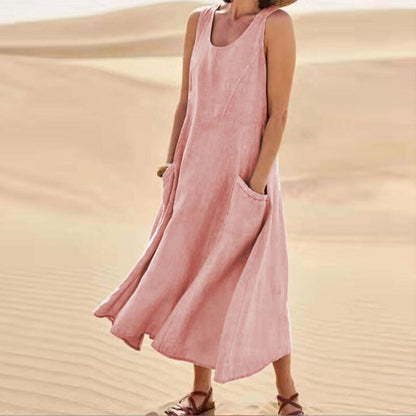 Aliette | Robe Trapèze Sans Manches | Poches