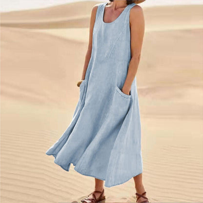 Aliette | Robe Trapèze Sans Manches | Poches