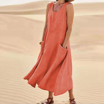 Aliette | Robe Trapèze Sans Manches | Poches