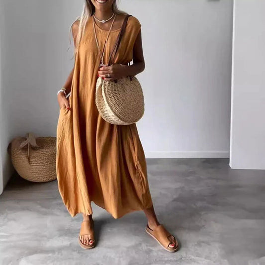 Corisande | Robe Bohème Longue Chic | Sans Manches
