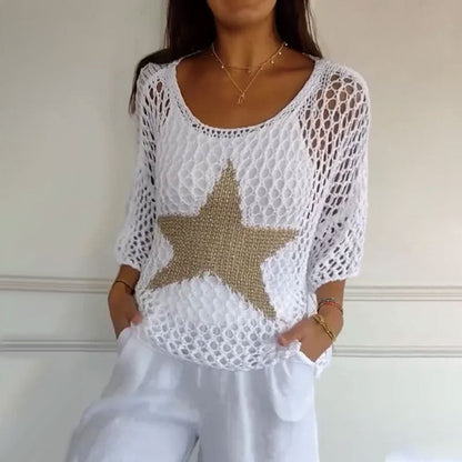 Magalie | Blouse En Dentelle Avec Étoile Dorée