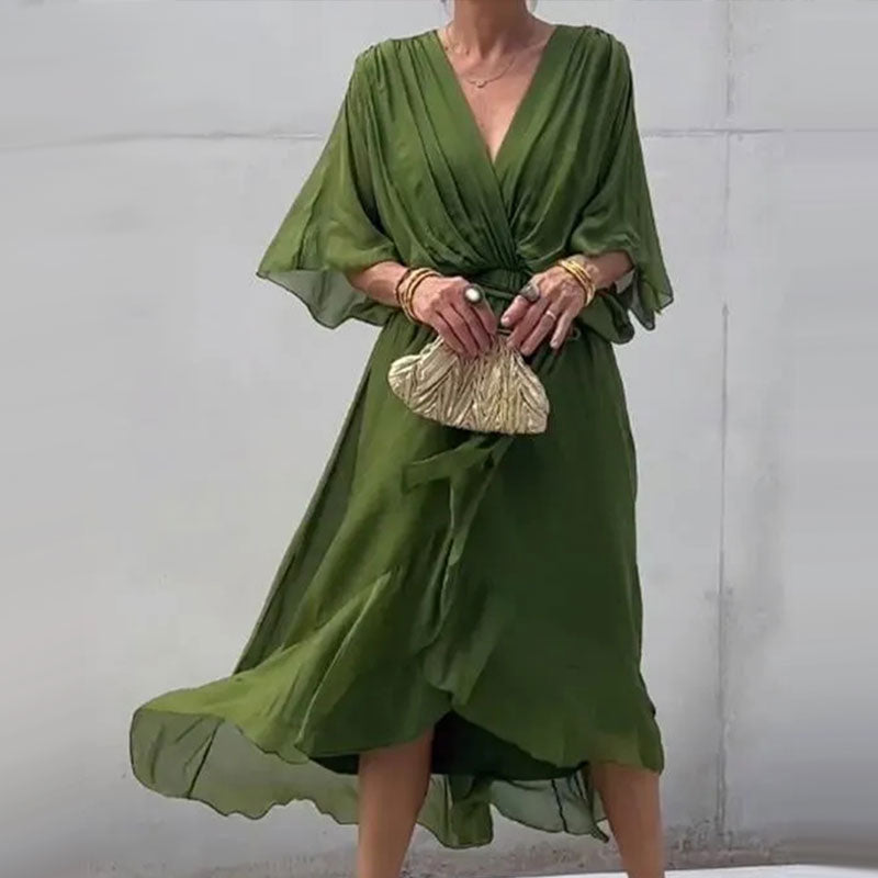 Aceline | Robe Romantique À Col En V Pour Femmes Invitées À Un Mariage | Maxi