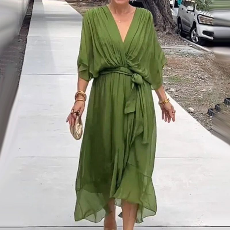 Aceline | Robe Romantique À Col En V Pour Femmes Invitées À Un Mariage | Maxi