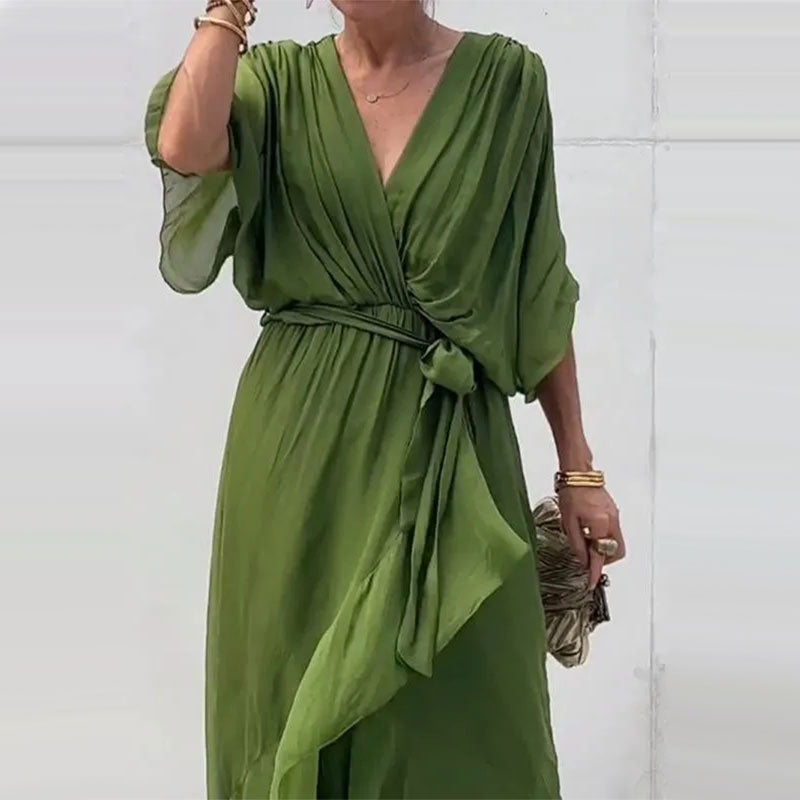 Aceline | Robe Romantique À Col En V Pour Femmes Invitées À Un Mariage | Maxi