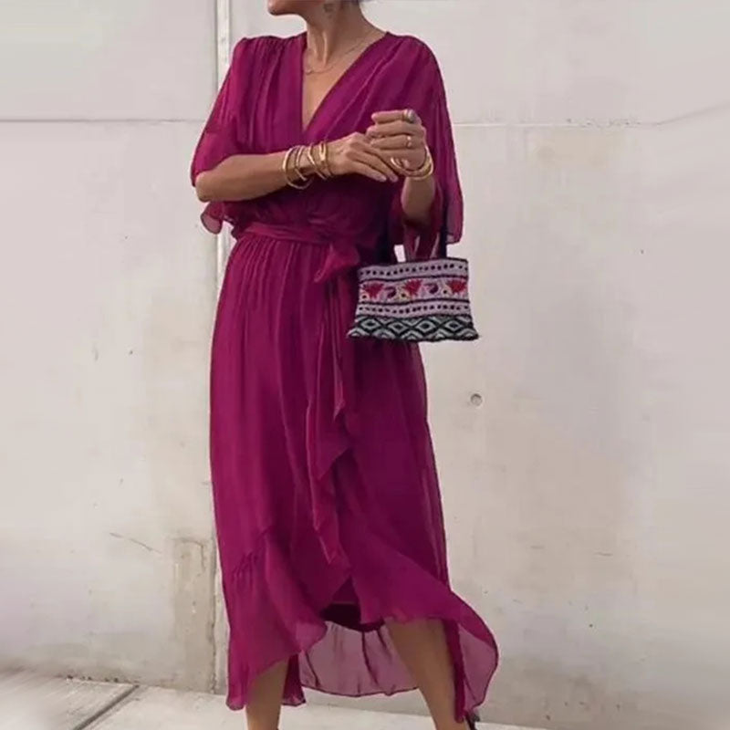Aceline | Robe Romantique À Col En V Pour Femmes Invitées À Un Mariage | Maxi