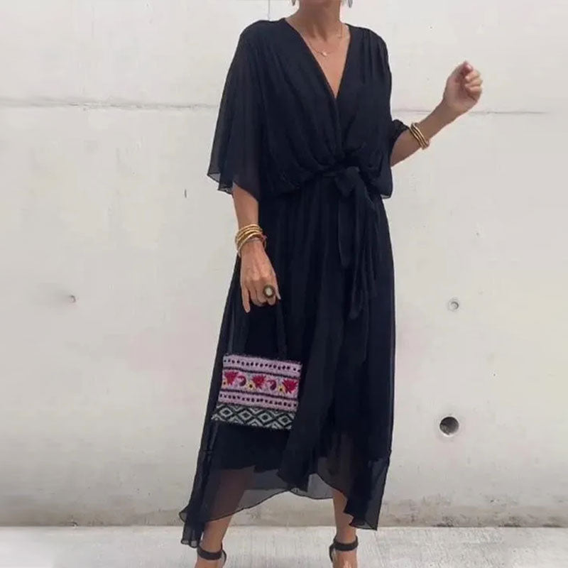 Aceline | Robe Romantique À Col En V Pour Femmes Invitées À Un Mariage | Maxi