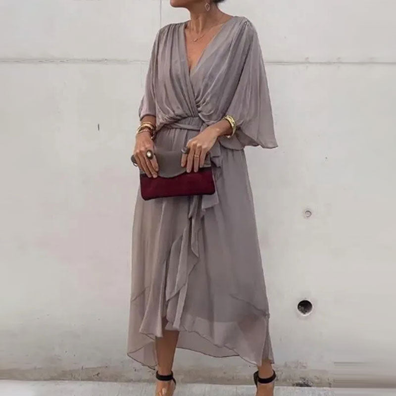 Aceline | Robe Romantique À Col En V Pour Femmes Invitées À Un Mariage | Maxi