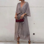Aceline | Robe Romantique À Col En V Pour Femmes Invitées À Un Mariage | Maxi