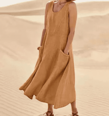 Aliette | Robe Trapèze Sans Manches | Poches